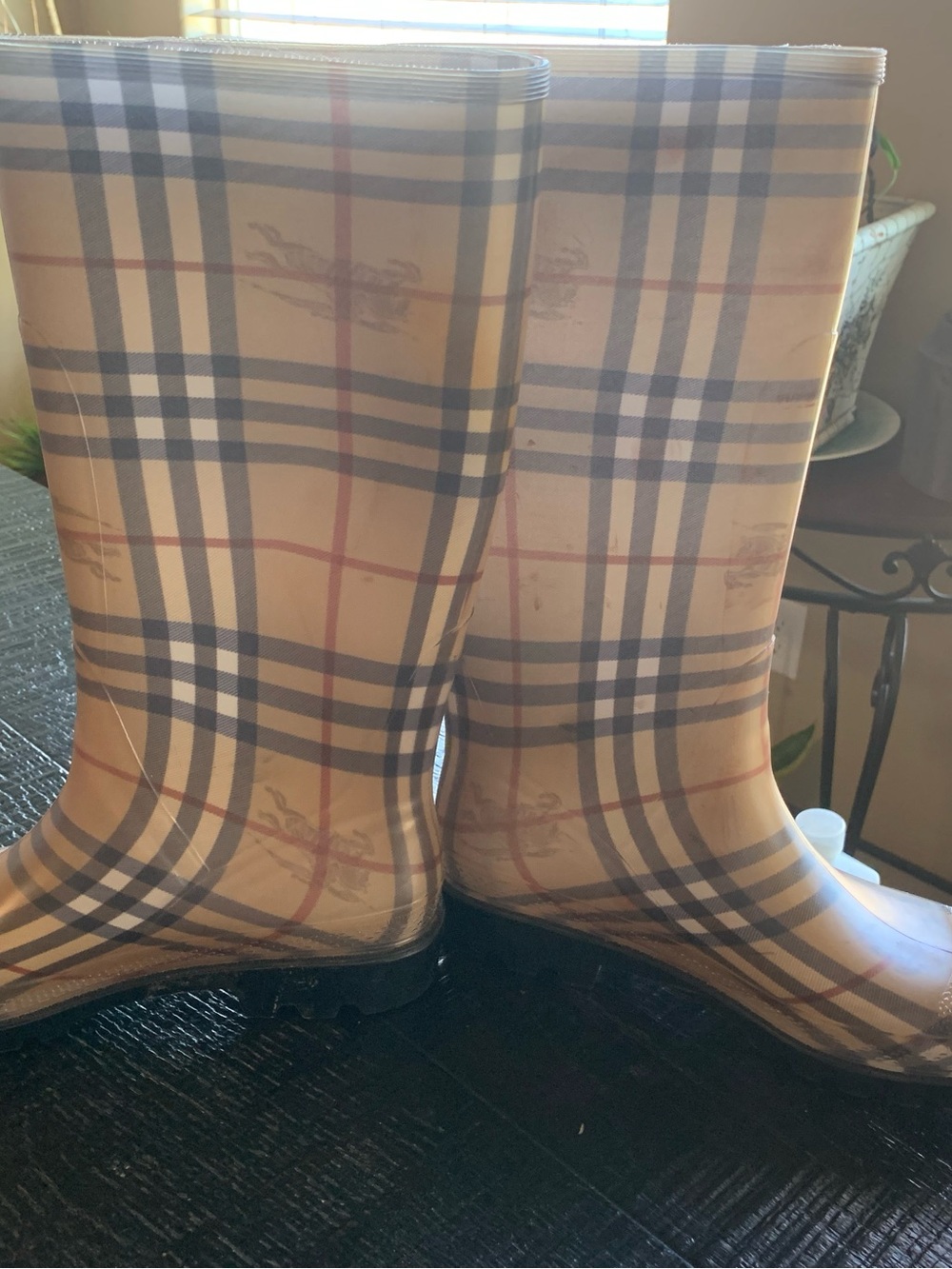 Burberry Tan Nova Check Waterproof Rain Boots - Picture 3 of 6